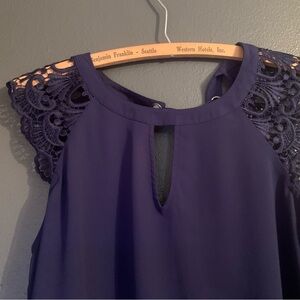 Express Purple Lace Cap Sleeve Blouse